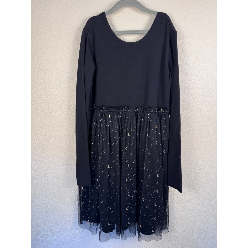 Hanna Andersson Dress Girls 12 Black Tulle Moon Star Celestial Halloween